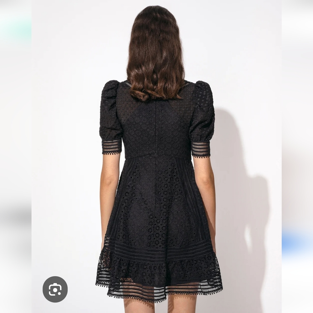 by Malina Womens Black Abby V-Neck Woven Mini Dress - Picture 2 of 7